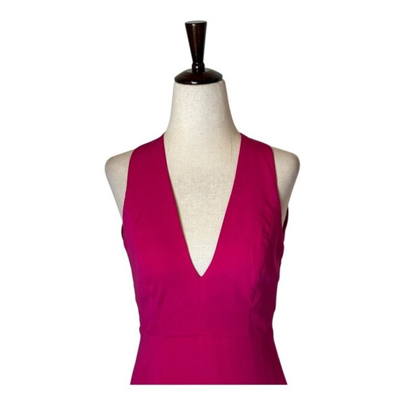 Jill Stuart Dress Women 0 Hot Pink V Neck Twisted Back Sleeveless Gown NWT Party - Picture 4 of 13
